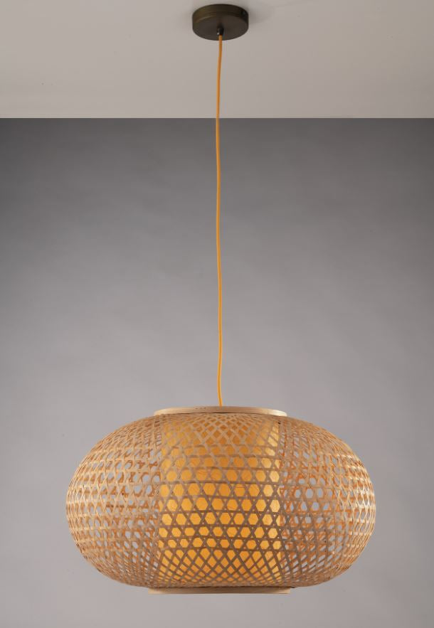 Sospensione in bambù naturale diffusore termoplastica cavo tessuto ocra varie dimensioni 1XE27 non incl. ZEN Sospensione in bambù naturale diffusore termoplastica cavo tessuto ocra varie dimensioni 1XE27 non incl. ZEN